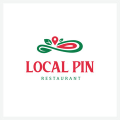 Local pin restaurant logo design template