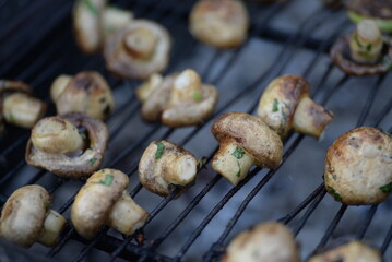 vegetable barbecue, baked mushrooms, grilled eggplant, grilled menu, cooked zucchini