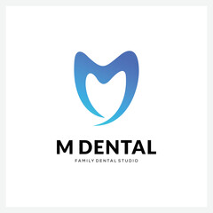 Dental M Logo Design Template  Modern Style Vector