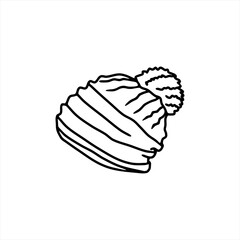 simple line art of warm crocheted winter beanie