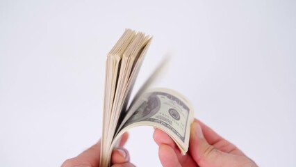 Bundle of dollars on a white background