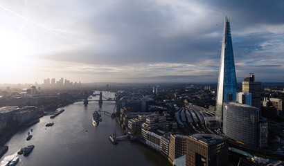 Panorama London city Shard aerial view