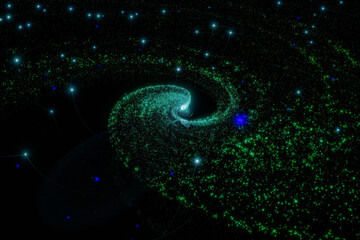 3D render abstract boll space cube