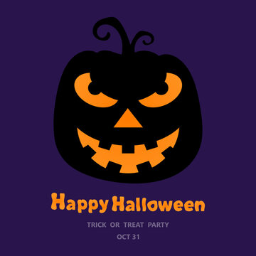 Halloween Party Design template, with pumpkin and place for text. Vector illustration