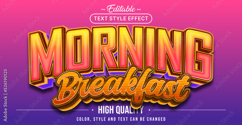 Poster editable text style effect - morning breakfast text style theme.