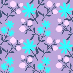 Fototapeta na wymiar Floral spring summer seamless flower and berries pattern for wrapping paper and accessories and kids