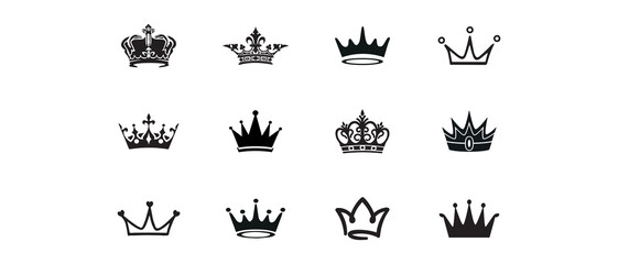 
set of different crowns. vector collection. black crown icon. simple symbols