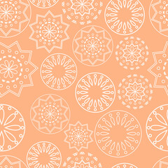 Vector. Perforated bright patterns Papel Picado pattern on a colored background. Hispanic Heritage Month. Polygonal seamless pattern for web banner, poster, cover, splash, social network.