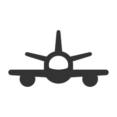 Airplane black icon commercial transportation.