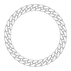 Texture chain round frame. Circle border chains