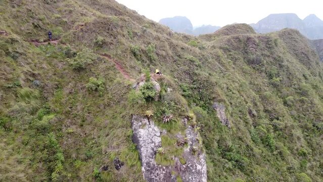 Group of young people hiking in the mountains near Samaipata Bolivia