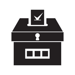 Democracy election ballot box icon | Black Vector illustration |