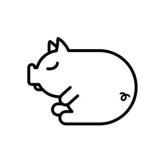 sleeping pig - vector icon