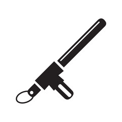 Police baton security weapon icon | Black Vector illustration |