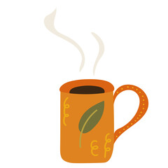 mug with tea in doodle style, vector