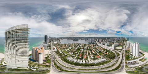 aerial drone 360 panorama Sunny Isles Beach FL