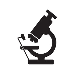 Biology laboratory research microscope icon | Black Vector illustration |