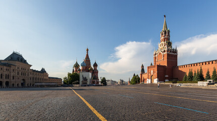 Moscow, Russia, 6 June 2022: Morning landscape around the Red Square and the Kremlin