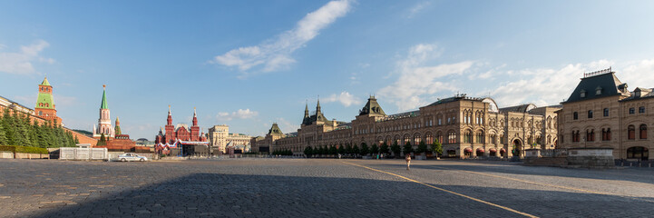 Fototapeta na wymiar Moscow, Russia, 6 June 2022: Morning landscape around the Red Square and the Kremlin