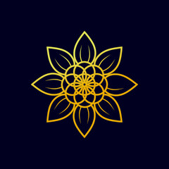 Decorative flower symbol. Flower logo design. Vector illustration of golden sign