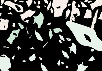 Terrazzo modern abstract template. Black, green