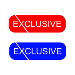 Exclusive icon. label Exclusive in red and blue. minimal and creative design. vector illustration