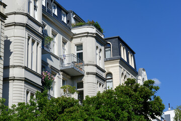 Fototapeta na wymiar representative residential buildings in art nouveau style in cologne's belgian quarter