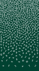 Falling handdrawn chalk numbers. Math study concept with flying digits. Fresh back to school mathematics banner on blackboard background. Falling numbers vector illustration.