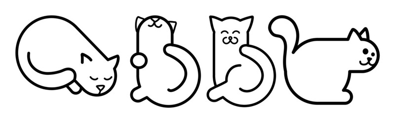 cute kittens set of vector illustrations