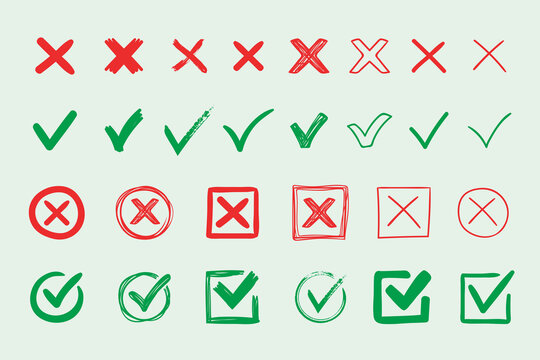 Check Mark And Cross Icons Green Check Mark And Red Cross Tick And Cross  Signs Approved And Rejected Symbol Vector Illustration Stock Illustration -  Download Image Now - iStock