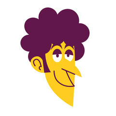 Isolated Man face curly comic people vector Illustration