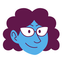 Isolated woman face curly comic people vector Illustration