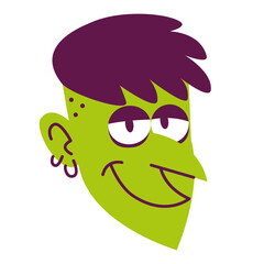 Isolated Man face piercing comic people vector Illustration