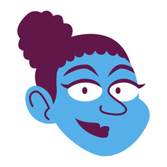 Isolated woman face curly comic people vector Illustration