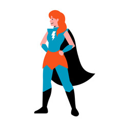 Isolated woman hero blue vector illustration