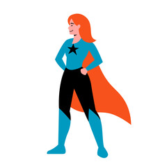 Isolated woman hero red head vector illustration