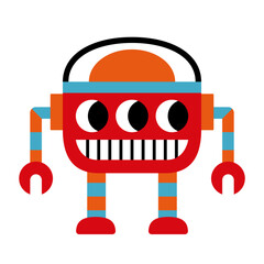 Isolated cute robot toy icon cartoon Vector