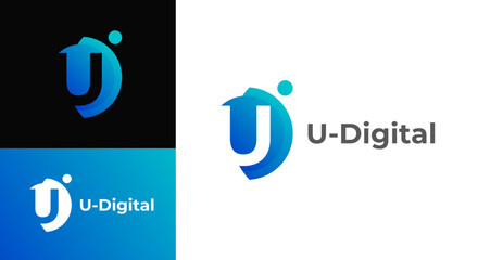 Digital letter UD logo vector template © Aldan Design