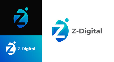 Digital letter ZD logo vector template