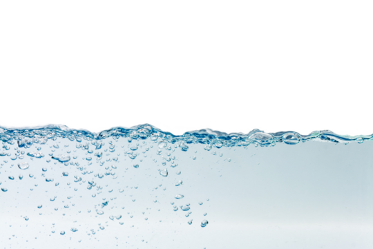 Water splash with bubbles of air, isolated  background