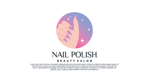 Nail polish logo design for manicure beauty salon with creative concept Premium Vector
