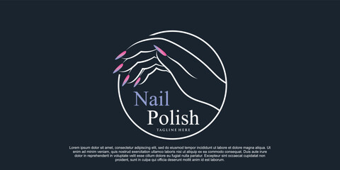 Obraz premium Nail polish icon logo design for nail salon or beauty studio with creative concept Premium Vector
