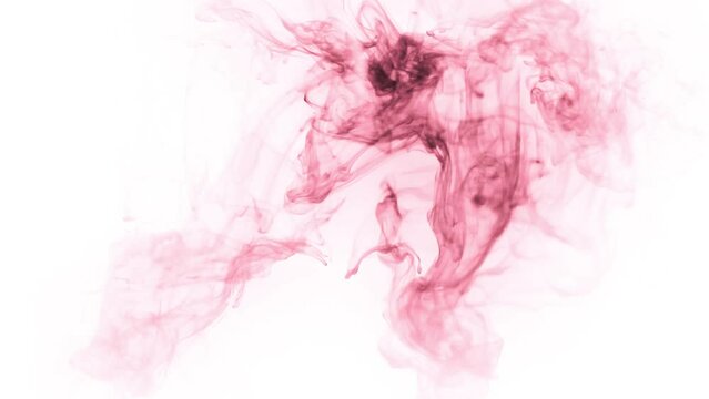 Ink water splash. Logo opener effect. Neon pink fluid drop mix on dark glitter mist cloud texture abstract art background shot on RED Cinema camera.