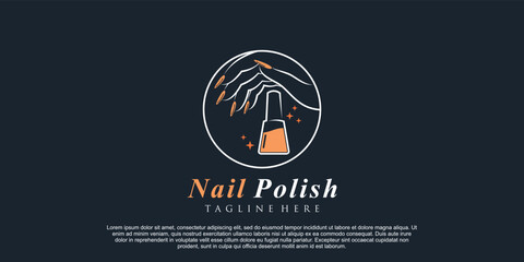 Nail polish icon logo design for nail salon or beauty studio with creative concept Premium Vector