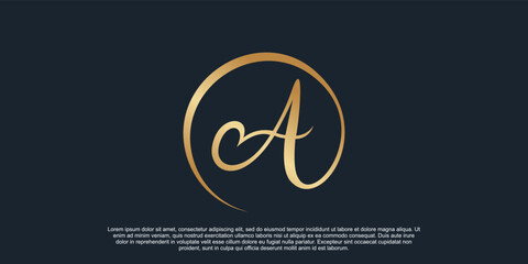 Monogram logo design initial letter a for business with golden gradient color concept Premium Vector