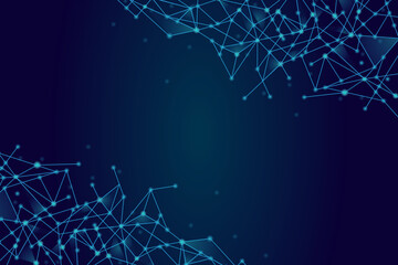 Network abstract connection isolated on blue background. Network technology background with dots and lines. Ai background. Modern abstract concept. Ai background vector, network technology