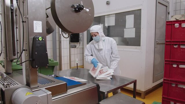 Collection of product packages from production line