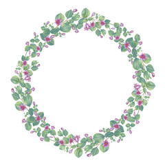 wreath of flowers Watercolor wreath with metallic for wedding banner.