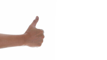 Male hand showing hand sign isolated on white background 