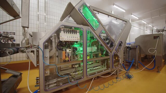 Industrial box for electronics industrial line control with optimal temperature and green lighting